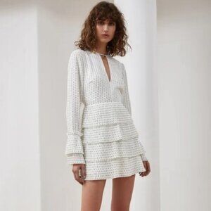 C/MEO COLLECTIVE Fundament Mini Dress Ivory Spot Long Sleeve S